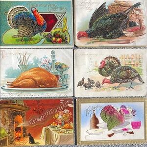Antique Embossed Thanksgiving Postcard Lot Journaling Crafting